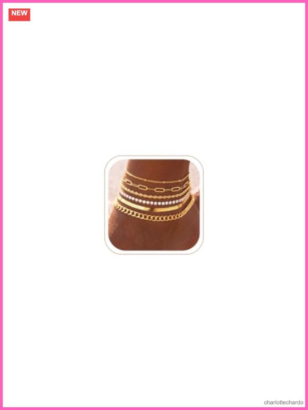 6-Piece 14K Gold Plated Anklet Set Waterproof Dainty Beach Vacation